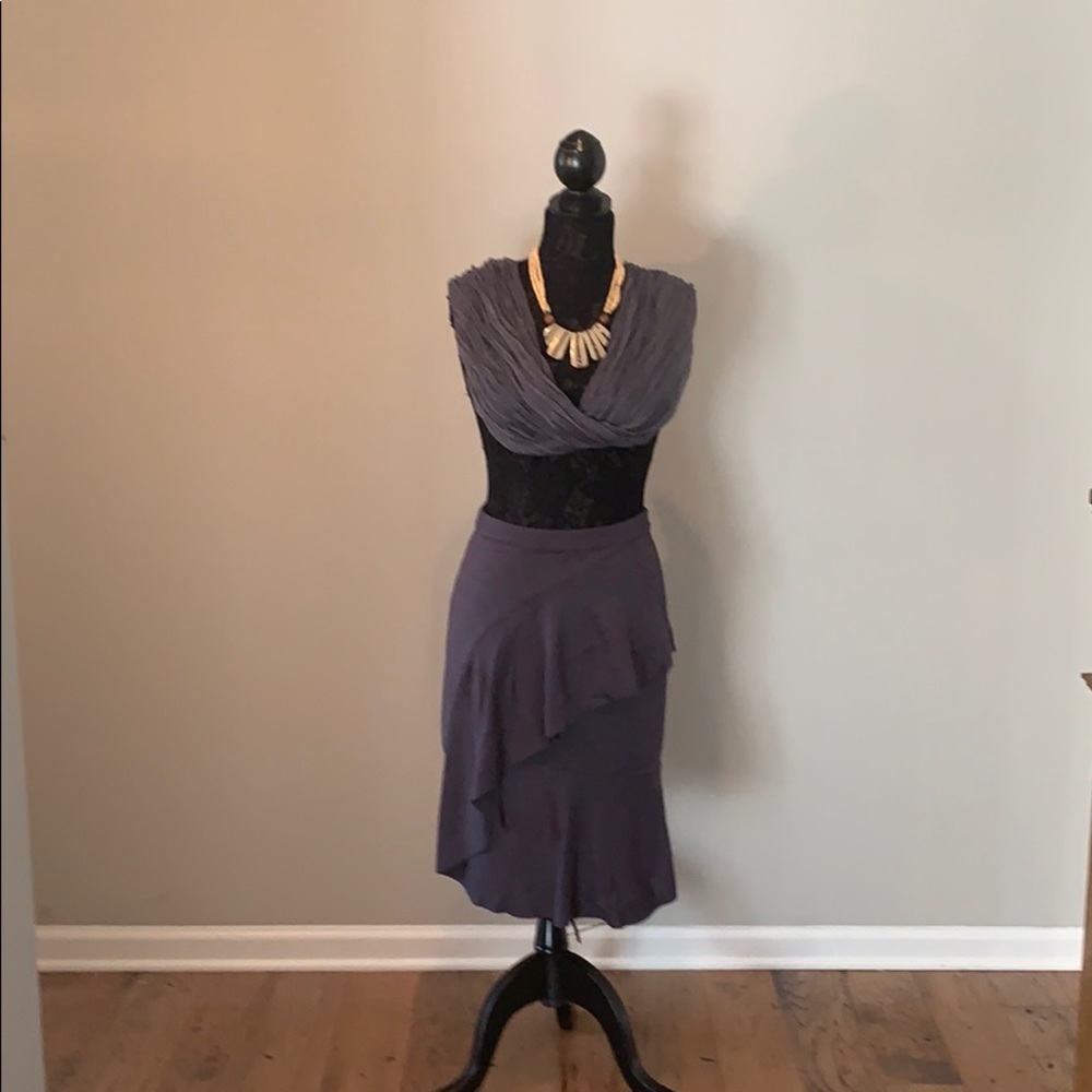 Bordeaux Ruffle Pencil Skirt